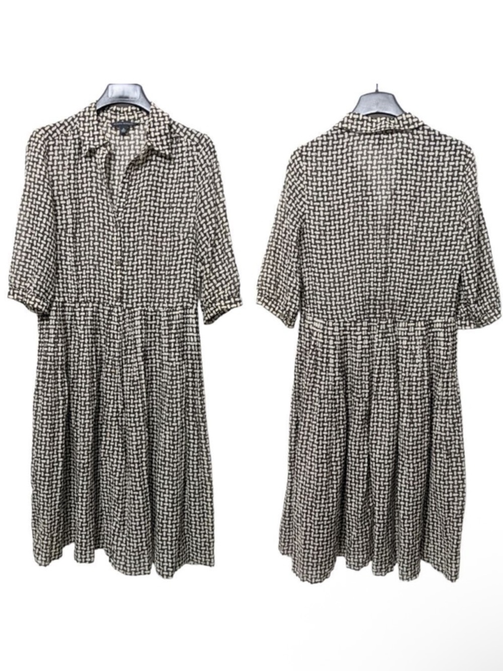 BANANA REPUBLIC Silk Cotton Sheer Midi Dress 4 - Picture 1 of 7